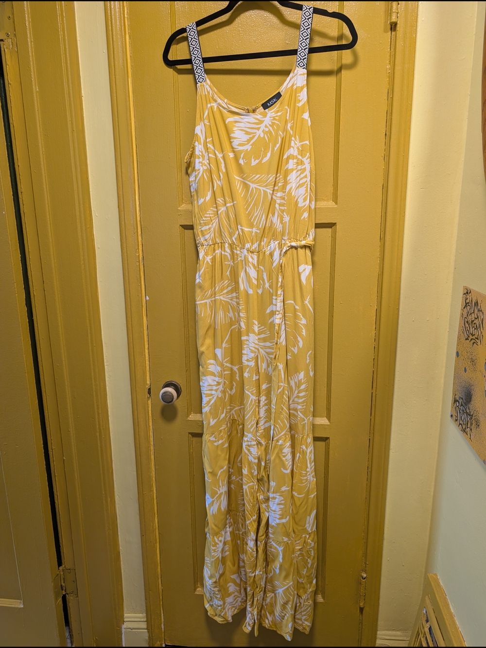 MSK Yellow Floral Maxi Jumpsuit with Contrast Straps
